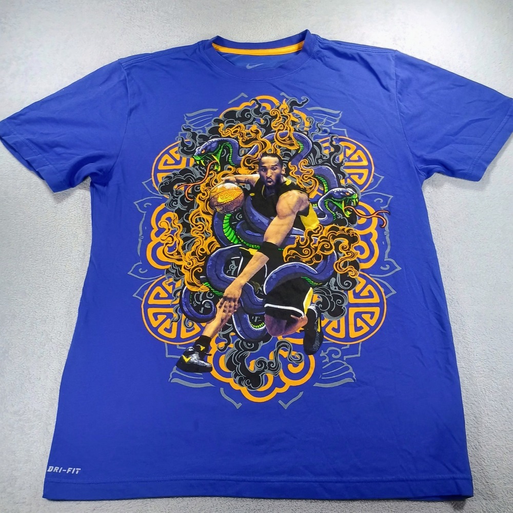 Nike Mens Kobe Bryant Black Mamba Graphic Tee Blue Large Dri-Fit Shirt